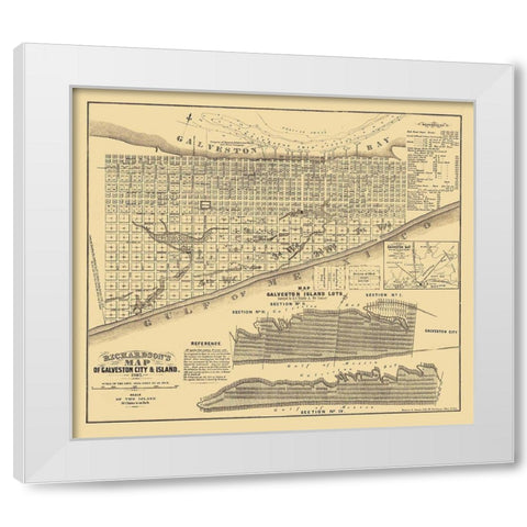 Galveston Texas - Trimble 1867 White Modern Wood Framed Art Print by Trimble