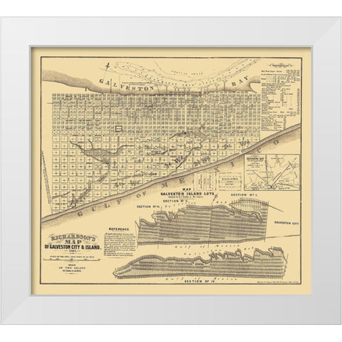 Galveston Texas - Trimble 1867 White Modern Wood Framed Art Print by Trimble