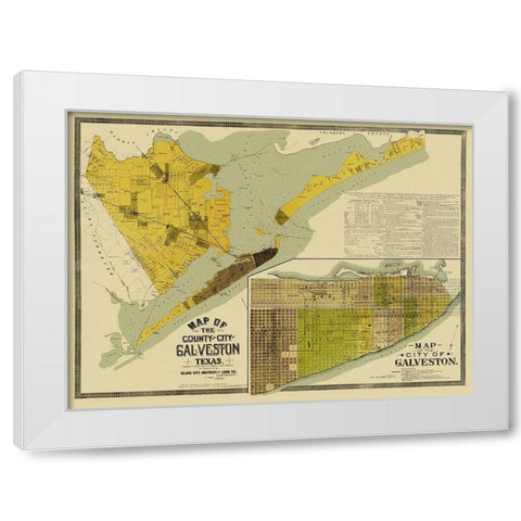 Galveston Texas Landowner - 1890 White Modern Wood Framed Art Print by Unknown