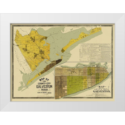 Galveston Texas Landowner - 1890 White Modern Wood Framed Art Print by Unknown