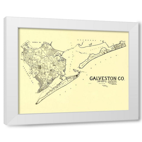 Galveston Texas Landowner - Land Office 1892 White Modern Wood Framed Art Print by Land Office