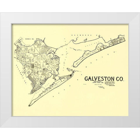 Galveston Texas Landowner - Land Office 1892 White Modern Wood Framed Art Print by Land Office