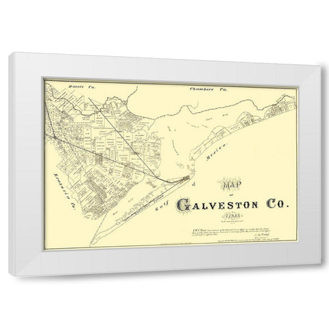 Galveston Texas - Land Office 1879 White Modern Wood Framed Art Print by Land Office