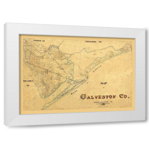 Galveston County Texas - 1897 White Modern Wood Framed Art Print by Unknown