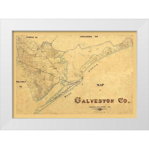 Galveston County Texas - 1897 White Modern Wood Framed Art Print by Unknown