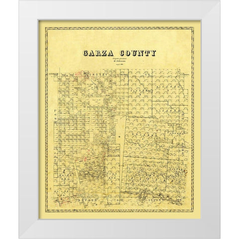 Garza County Texas - Stakemann 1879 White Modern Wood Framed Art Print by Stakemann