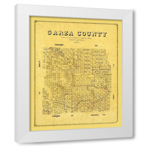 Garza County Texas - Groos 1889 White Modern Wood Framed Art Print by Groos