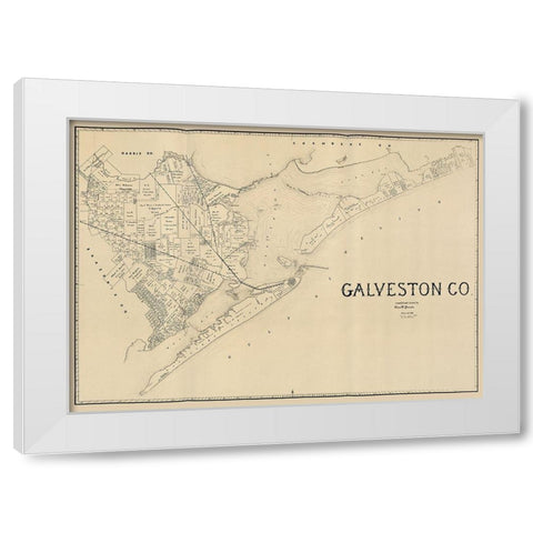 Galveston County Texas - Pressler 1891 White Modern Wood Framed Art Print by Pressler