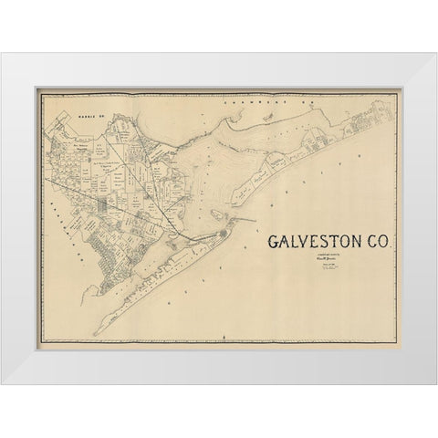 Galveston County Texas - Pressler 1891 White Modern Wood Framed Art Print by Pressler