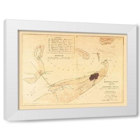 Galveston Fortifications Texas - Long 1862 White Modern Wood Framed Art Print by Long
