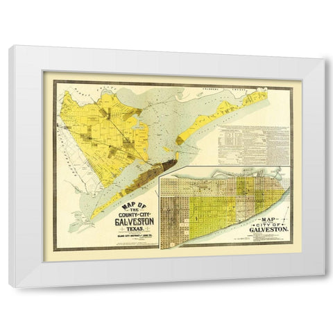 Galveston Texas -1891 White Modern Wood Framed Art Print by Unknown