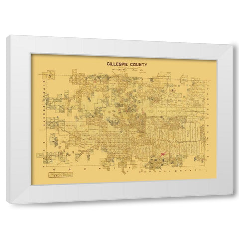Gillespie County Texas -1873 White Modern Wood Framed Art Print by Unknown