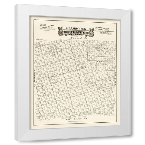 Glasscock County Texas - Hall 1889 White Modern Wood Framed Art Print by Hall