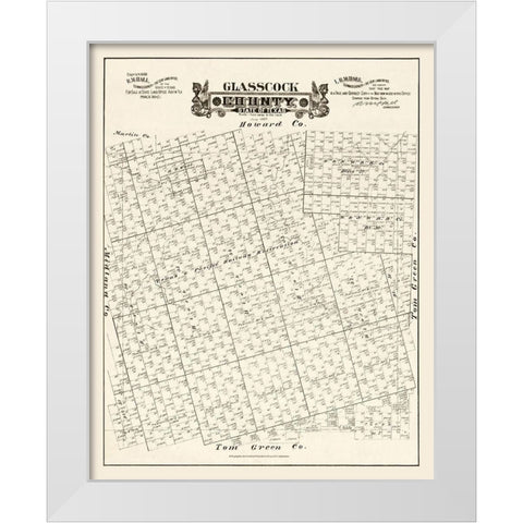 Glasscock County Texas - Hall 1889 White Modern Wood Framed Art Print by Hall