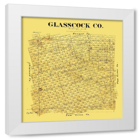 Glasscock County Texas - 1887 White Modern Wood Framed Art Print by Unknown