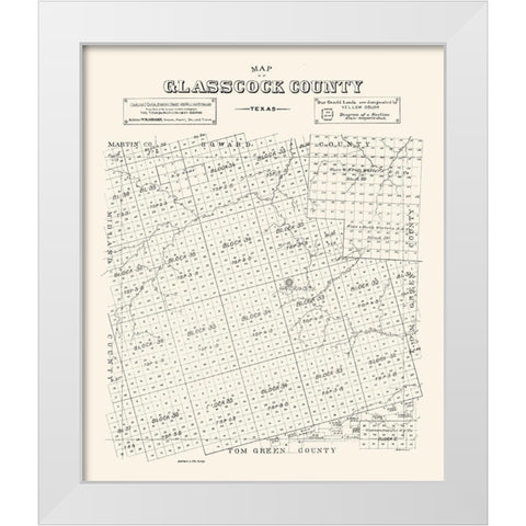 Glasscock County Texas - 1890 White Modern Wood Framed Art Print by Unknown