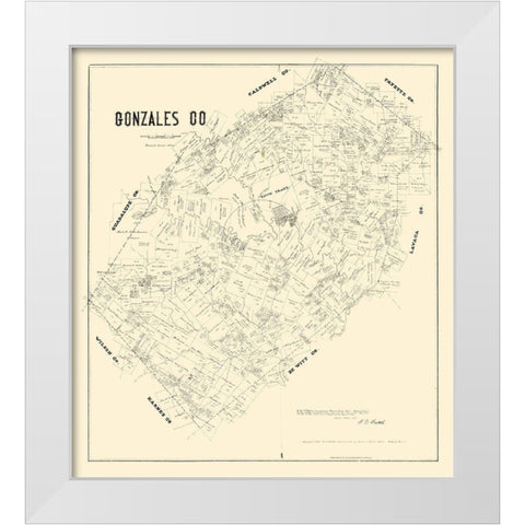 Gonzales County Texas - Walsh 1880 White Modern Wood Framed Art Print by Walsh
