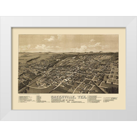 Greenville Texas - Norris 1886 White Modern Wood Framed Art Print by Norris