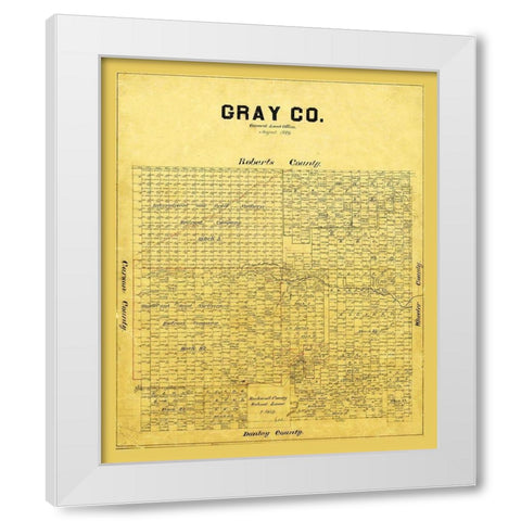 Gray County Texas - 1889 White Modern Wood Framed Art Print by Unknown