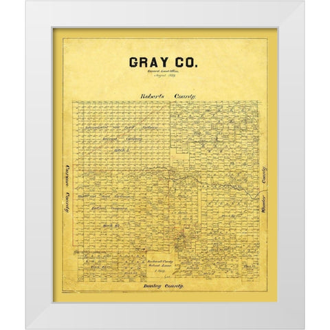 Gray County Texas - 1889 White Modern Wood Framed Art Print by Unknown