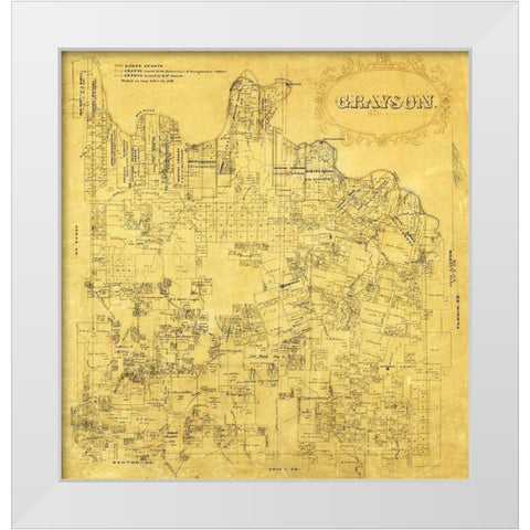 Grayson County Texas - 1853 White Modern Wood Framed Art Print by Unknown