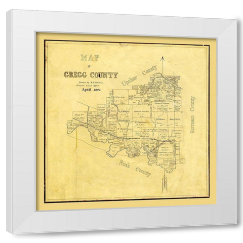 Gregg County Texas - Cousins 1874 White Modern Wood Framed Art Print by Cousins
