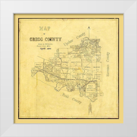 Gregg County Texas - Cousins 1874 White Modern Wood Framed Art Print by Cousins