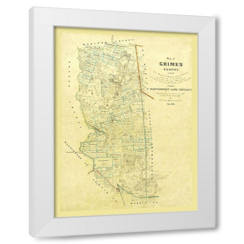 Grimes County Texas - 1858 White Modern Wood Framed Art Print by Unknown