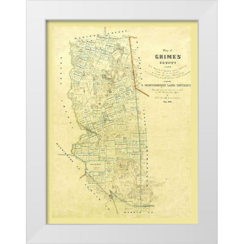 Grimes County Texas - 1858 White Modern Wood Framed Art Print by Unknown