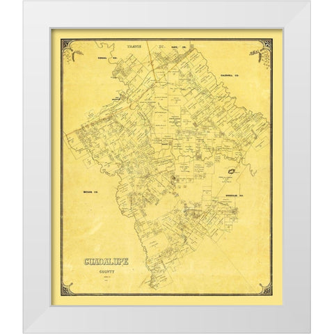 Guadalupe County Texas - 1854 White Modern Wood Framed Art Print by Unknown