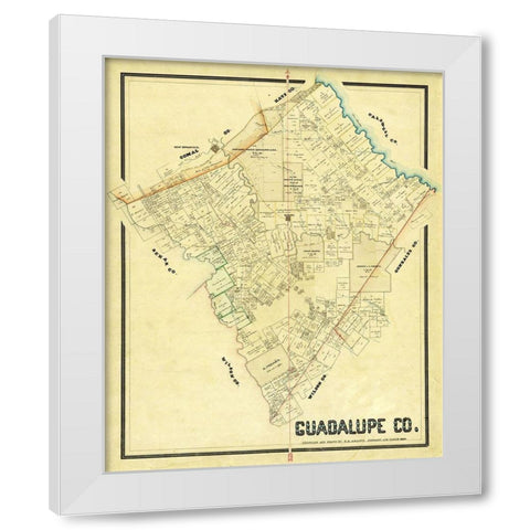 Guadalupe County Texas - Arlitt 1869 White Modern Wood Framed Art Print by Arlitt