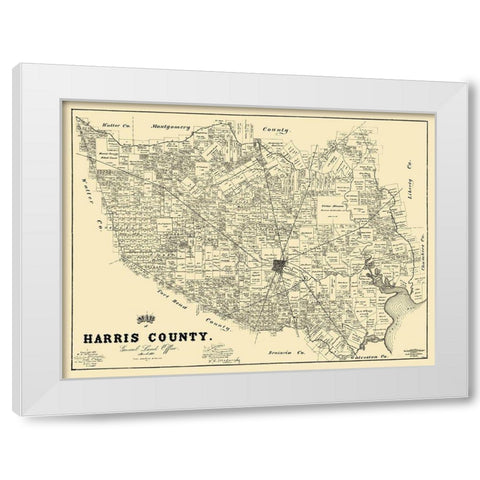 Harris Texas Landowner - Land Office 1893 White Modern Wood Framed Art Print by Land Office