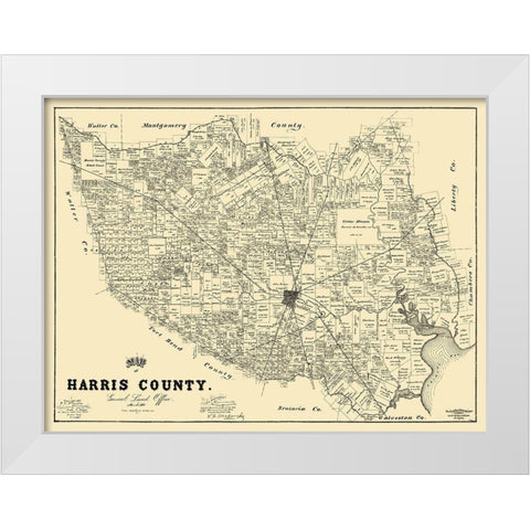 Harris Texas Landowner - Land Office 1893 White Modern Wood Framed Art Print by Land Office