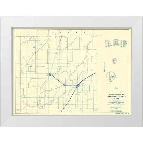 Hansford Texas - Highway Dept 1940 White Modern Wood Framed Art Print by Highway Dept