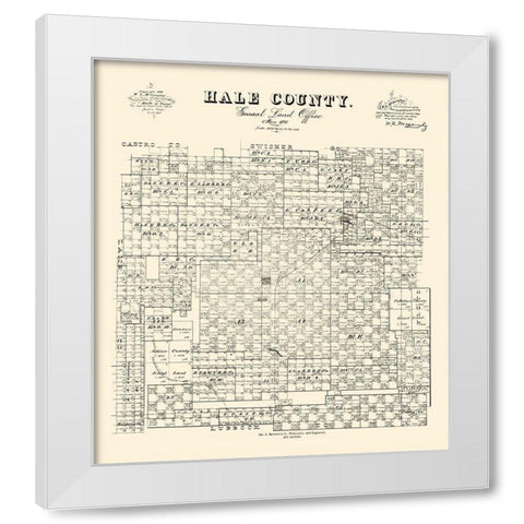 Hale County Texas - McGaughey 1892 White Modern Wood Framed Art Print by McGaughey