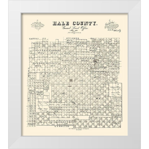 Hale County Texas - McGaughey 1892 White Modern Wood Framed Art Print by McGaughey