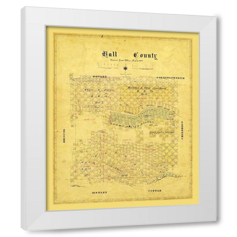Hall County Texas - 1881 White Modern Wood Framed Art Print by Unknown