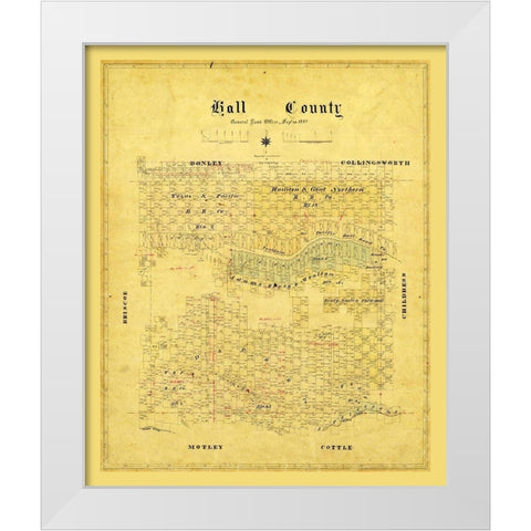 Hall County Texas - 1881 White Modern Wood Framed Art Print by Unknown