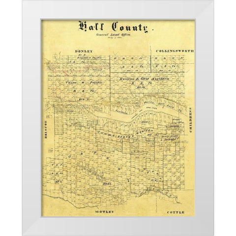 Hall County Texas - 1884 White Modern Wood Framed Art Print by Unknown