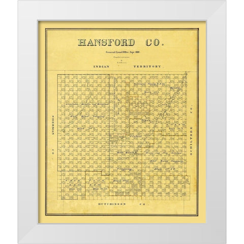 Hansford County Texas - Beaumont 1889 White Modern Wood Framed Art Print by Beaumont