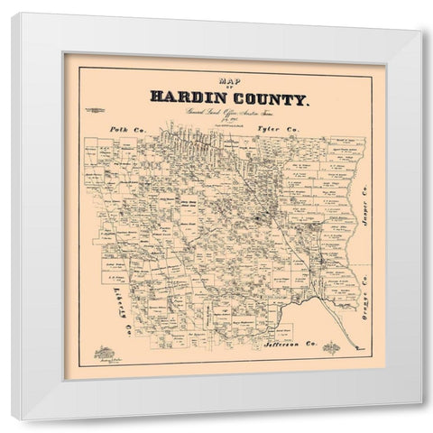 Hardin County Texas - Baker 1895 White Modern Wood Framed Art Print by Baker