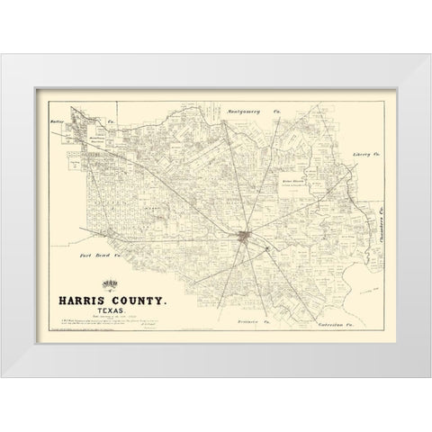 Harris County Texas - Walsh 1879 White Modern Wood Framed Art Print by Walsh