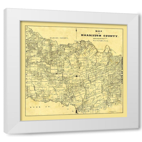 Harrison County Texas - 1871 White Modern Wood Framed Art Print by Unknown