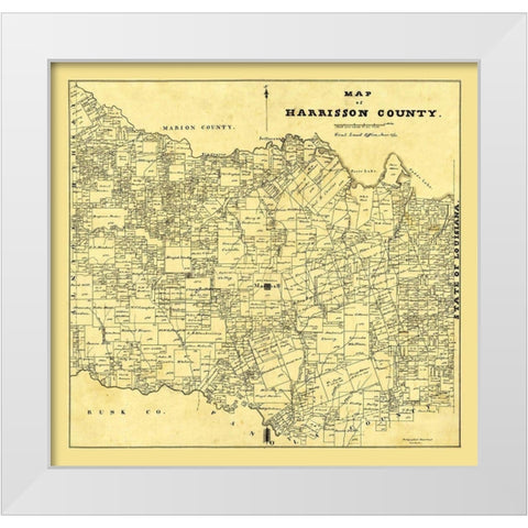 Harrison County Texas - 1871 White Modern Wood Framed Art Print by Unknown