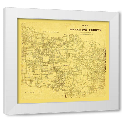 Harrison County Texas - 1871 White Modern Wood Framed Art Print by Unknown
