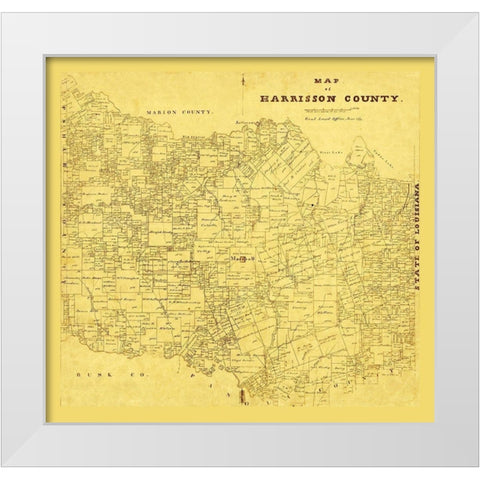 Harrison County Texas - 1871 White Modern Wood Framed Art Print by Unknown