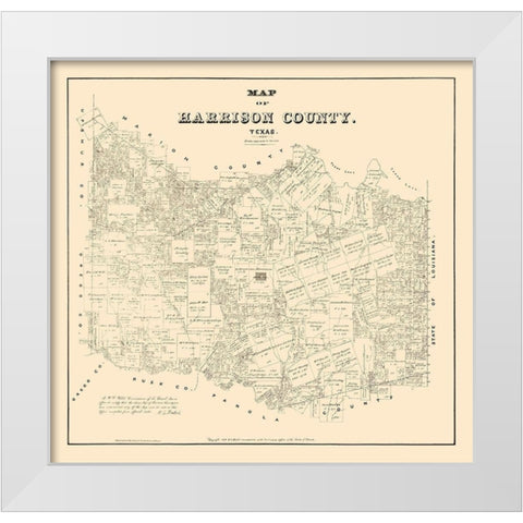 Harrison County Texas - Walsh 1879 White Modern Wood Framed Art Print by Walsh