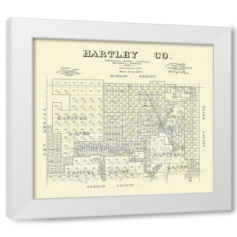 Hartley County Texas - McGaughey 1892 White Modern Wood Framed Art Print by McGaughey