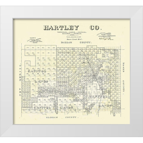Hartley County Texas - McGaughey 1892 White Modern Wood Framed Art Print by McGaughey