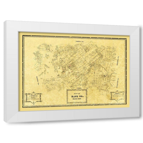 Hays County Texas - Arlitt 1861 White Modern Wood Framed Art Print by Arlitt